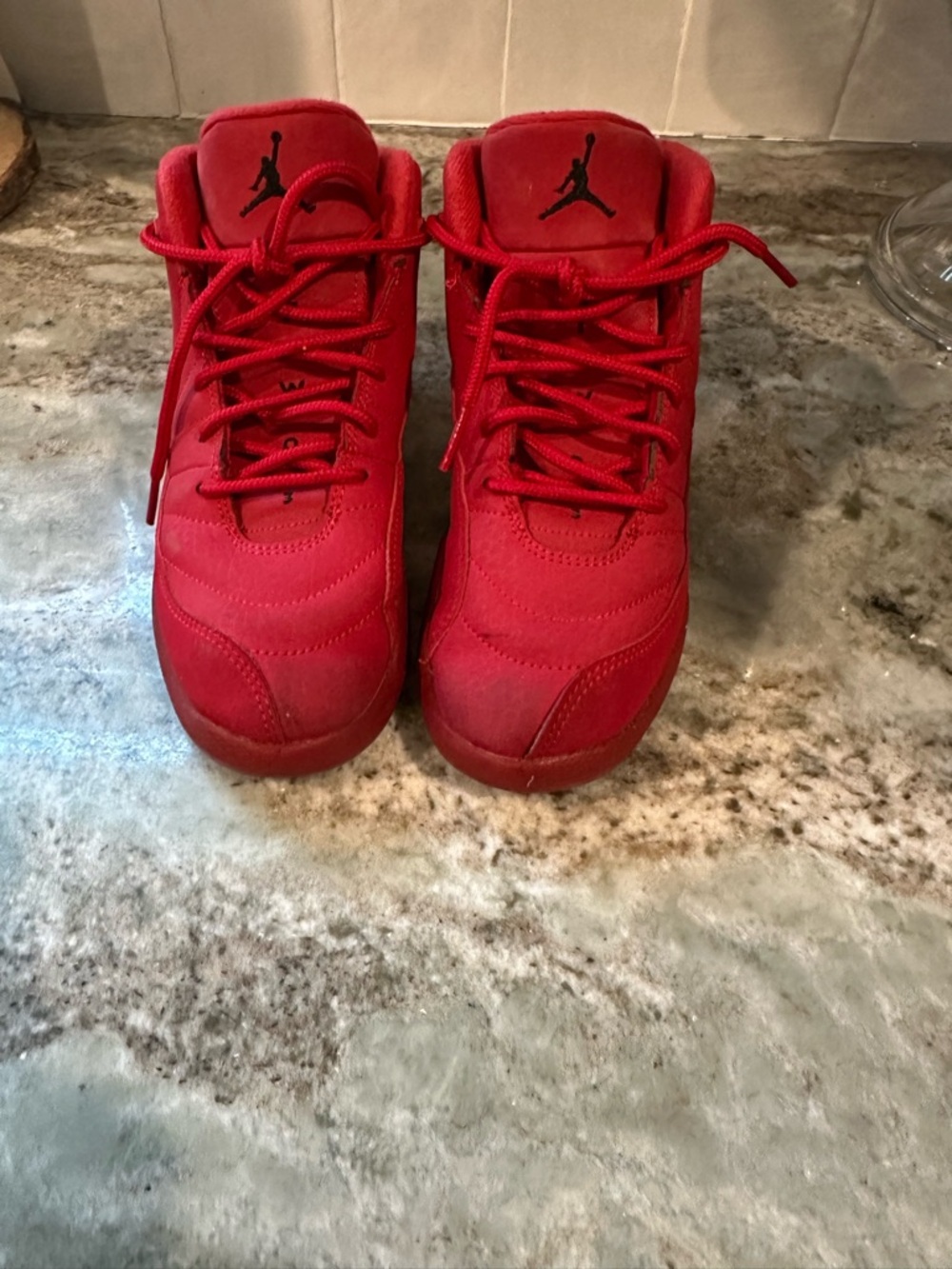 Jordan Kids Red High-Top Sneakers with Black Jumpman